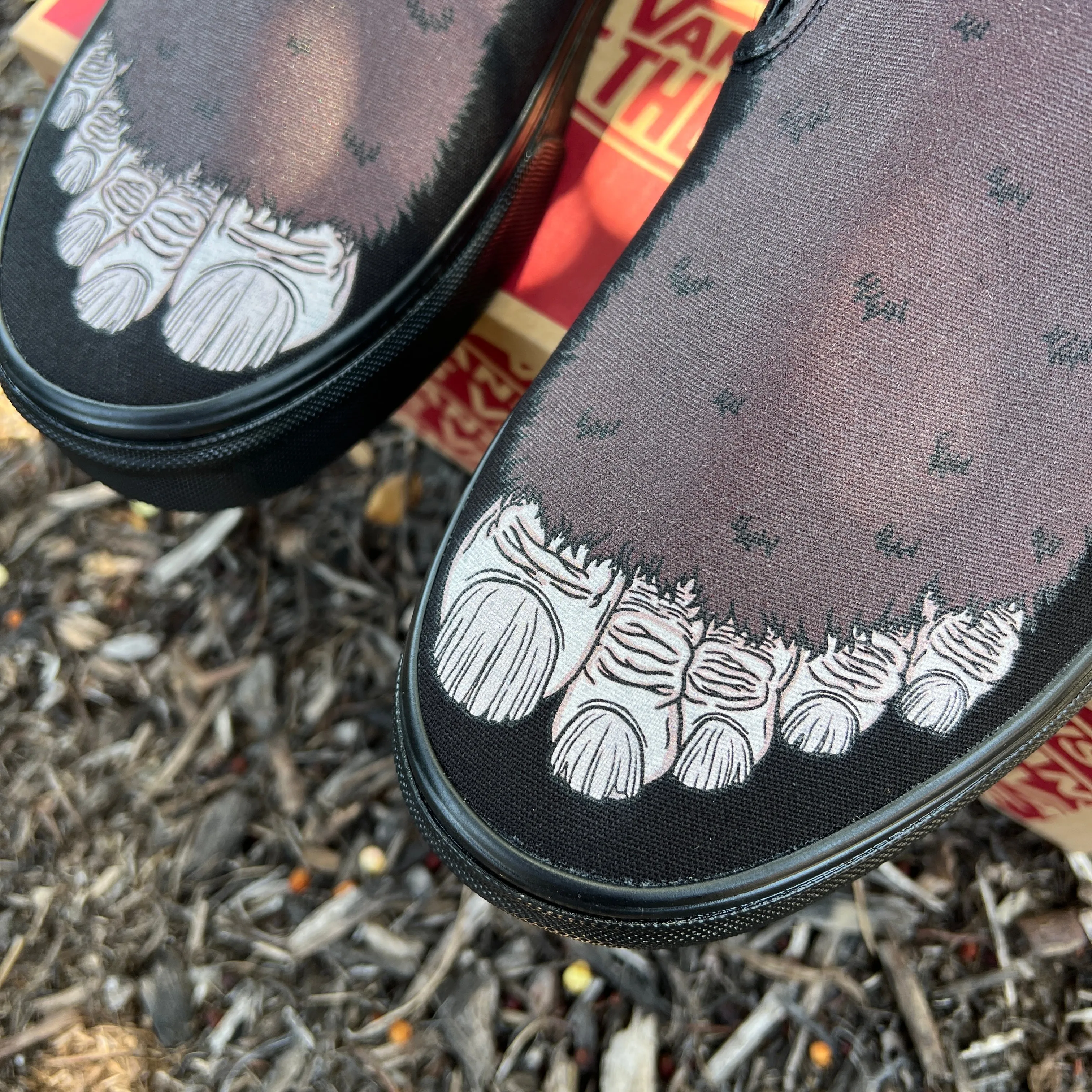 Halloween Bigfoot Sasquatch Feet Scary Monster Movie Slip Ons - Custom Vans Shoes