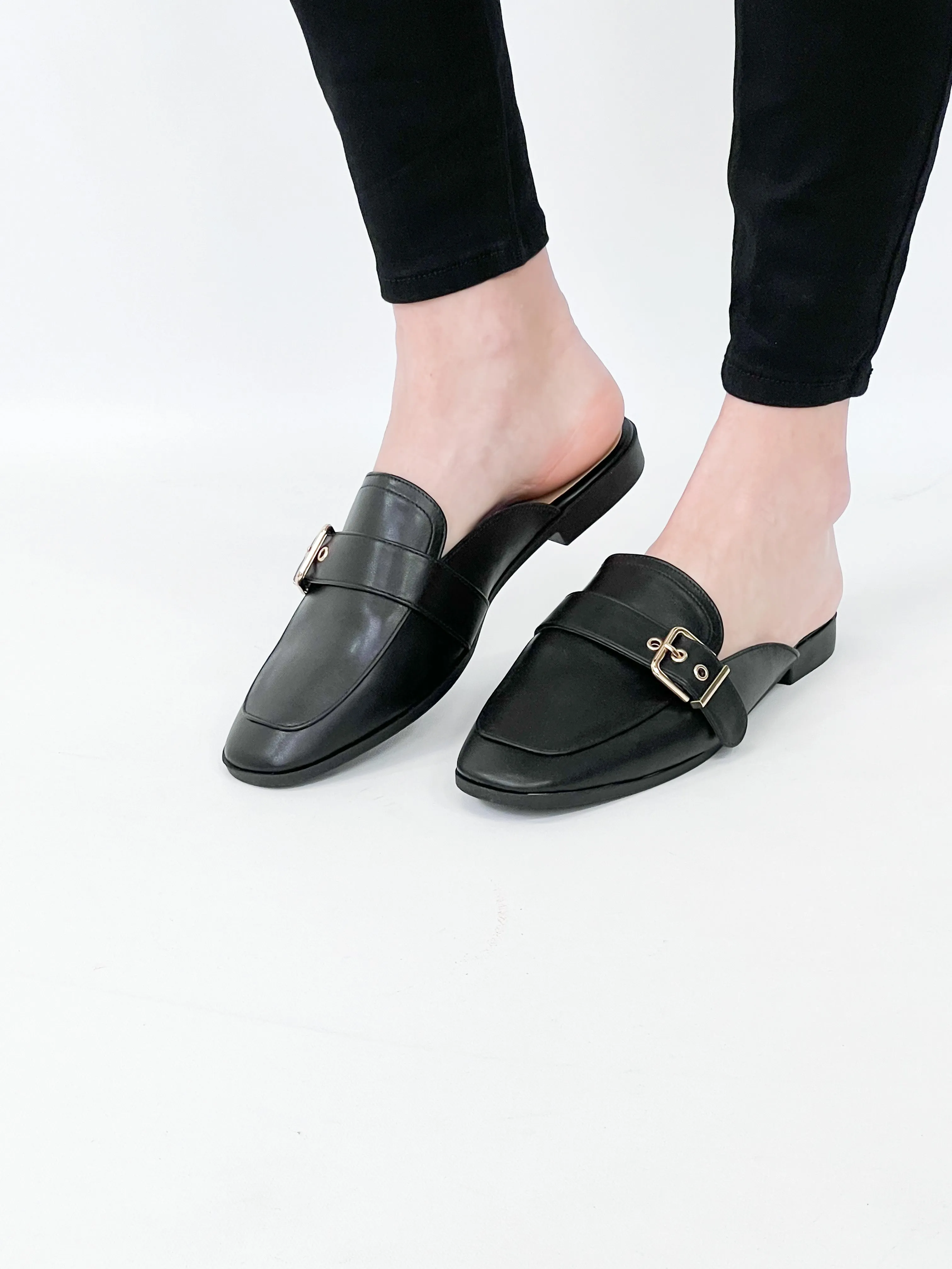 Hope - Black Loafer Mule