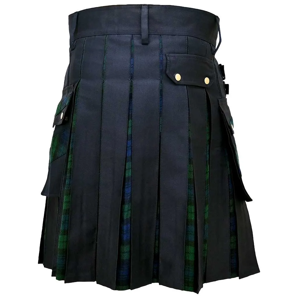 Hybrid kilt with Tartan Black Watch Cross Stripes