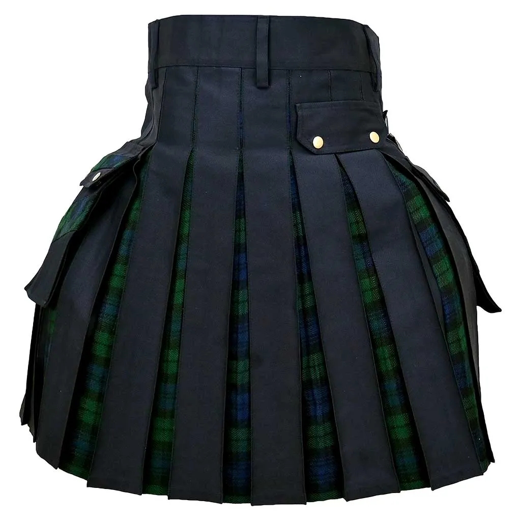 Hybrid kilt with Tartan Black Watch Cross Stripes