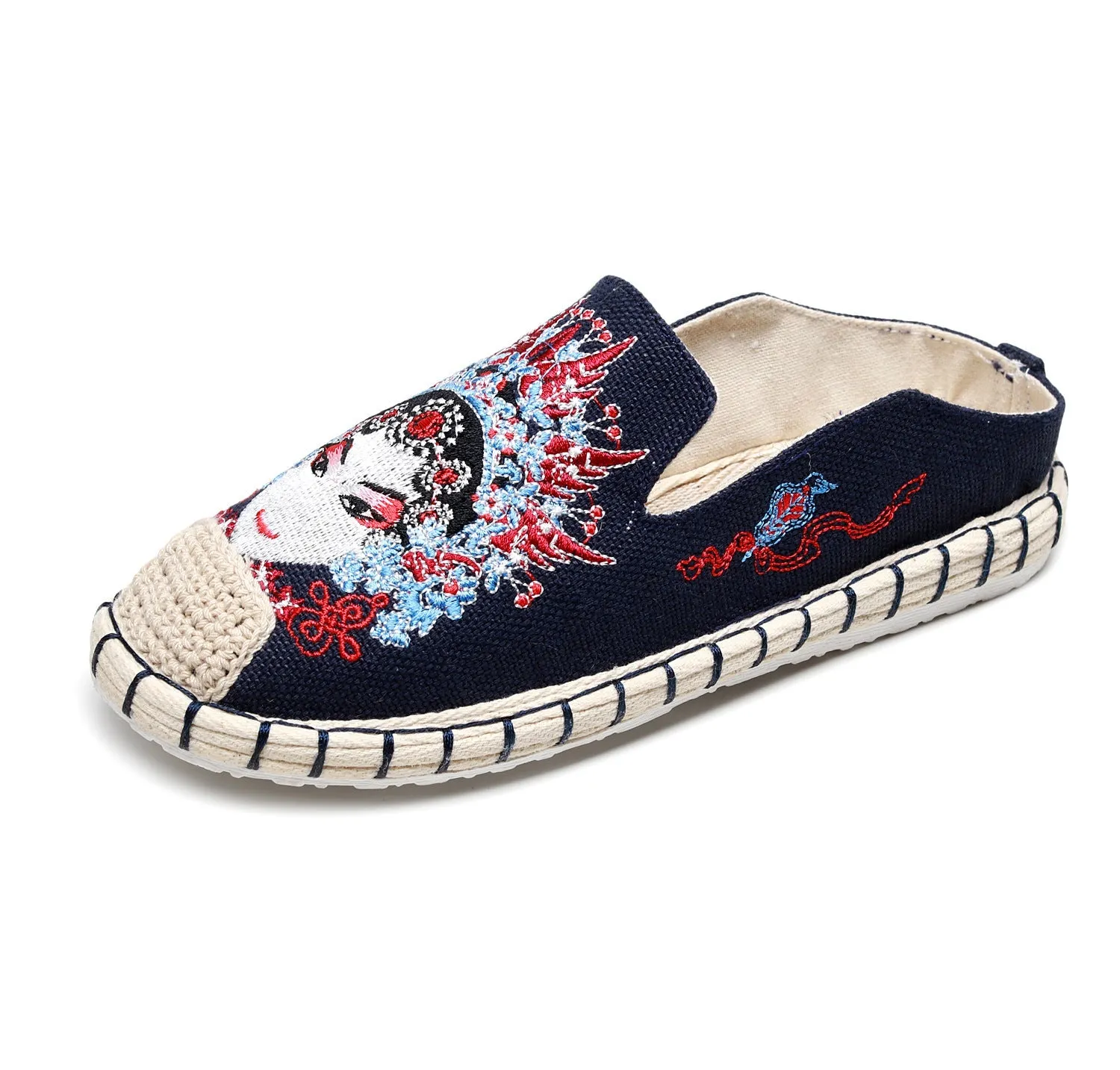 Innovative Ethnic Style Embroidered Bottom Pumps Canvas Shoes