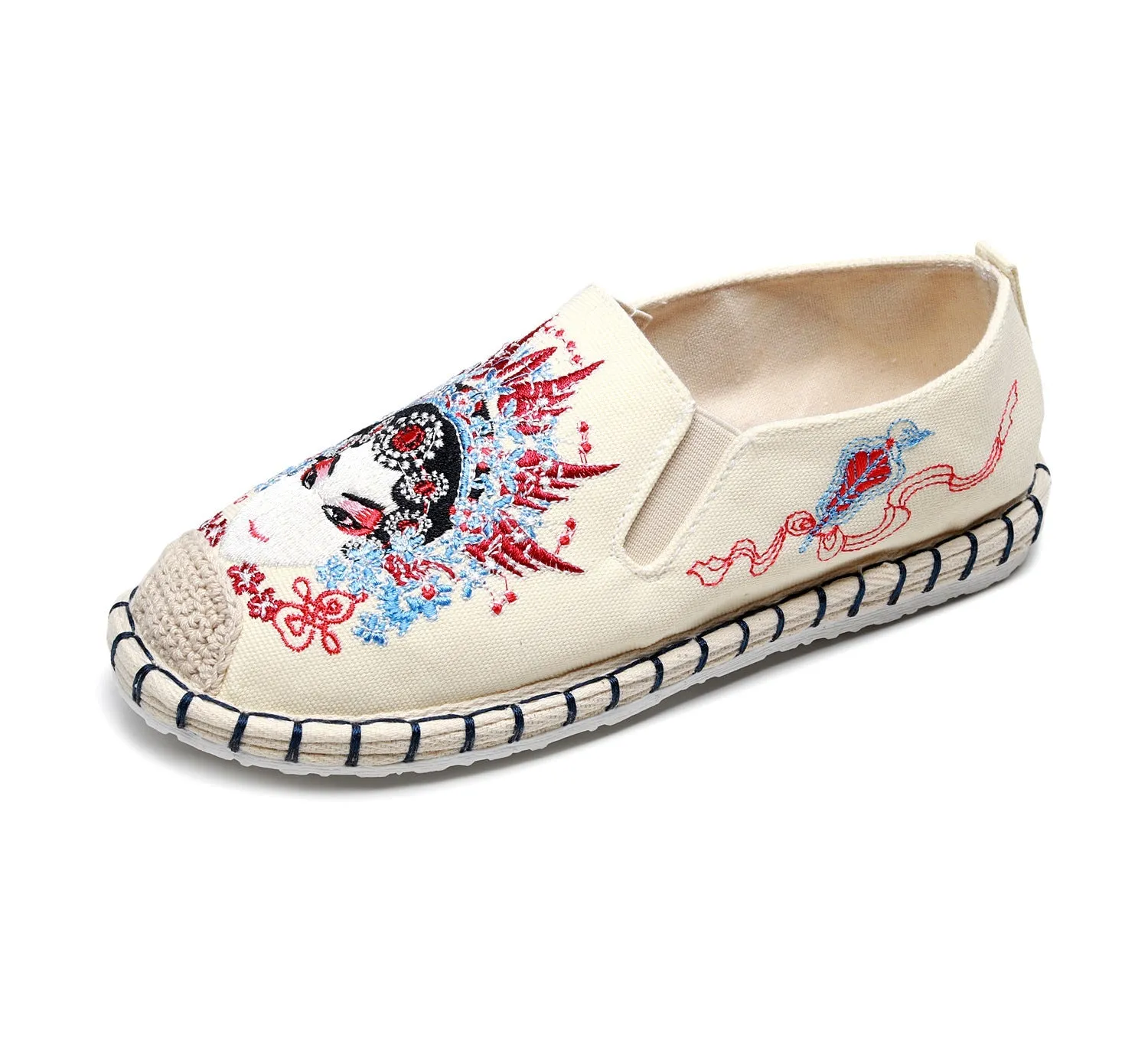 Innovative Ethnic Style Embroidered Bottom Pumps Canvas Shoes