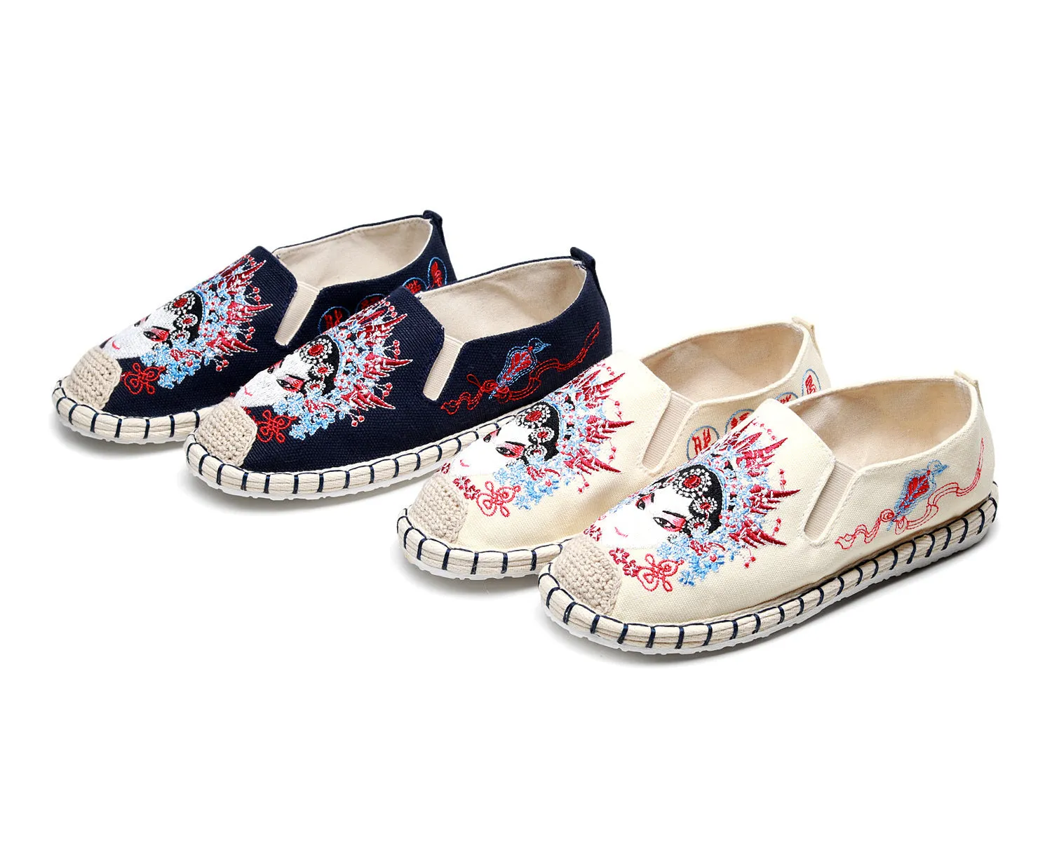 Innovative Ethnic Style Embroidered Bottom Pumps Canvas Shoes