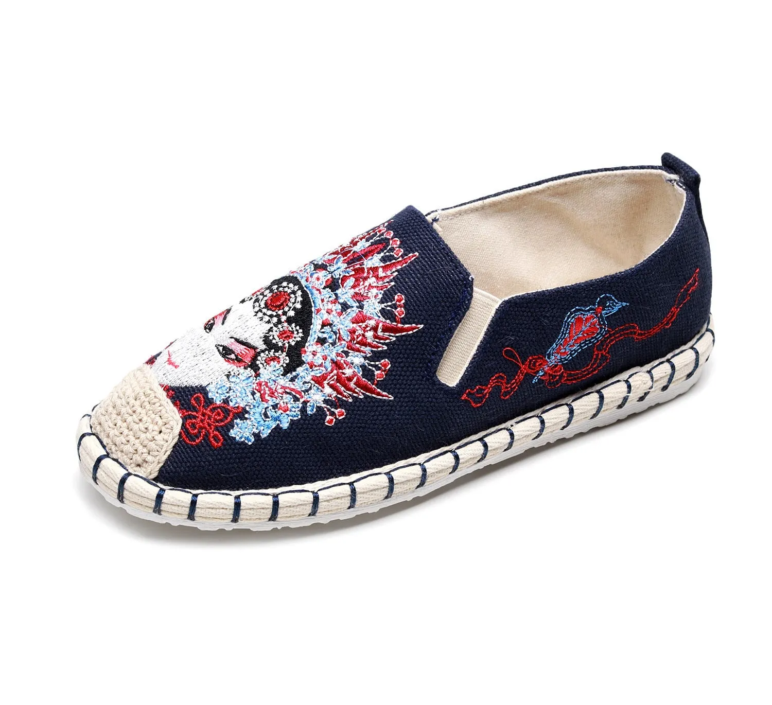 Innovative Ethnic Style Embroidered Bottom Pumps Canvas Shoes