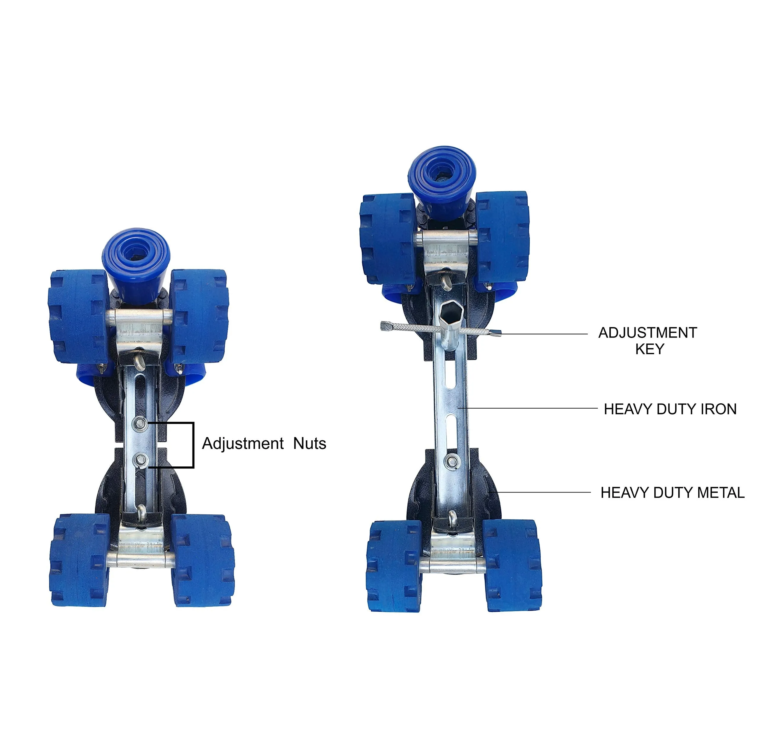 Jaspo Racer Senior Adjustable Quad Skates (Suitable for Age Group 6-14 Years, Blue, Unisex, Outdoor_Wheel)