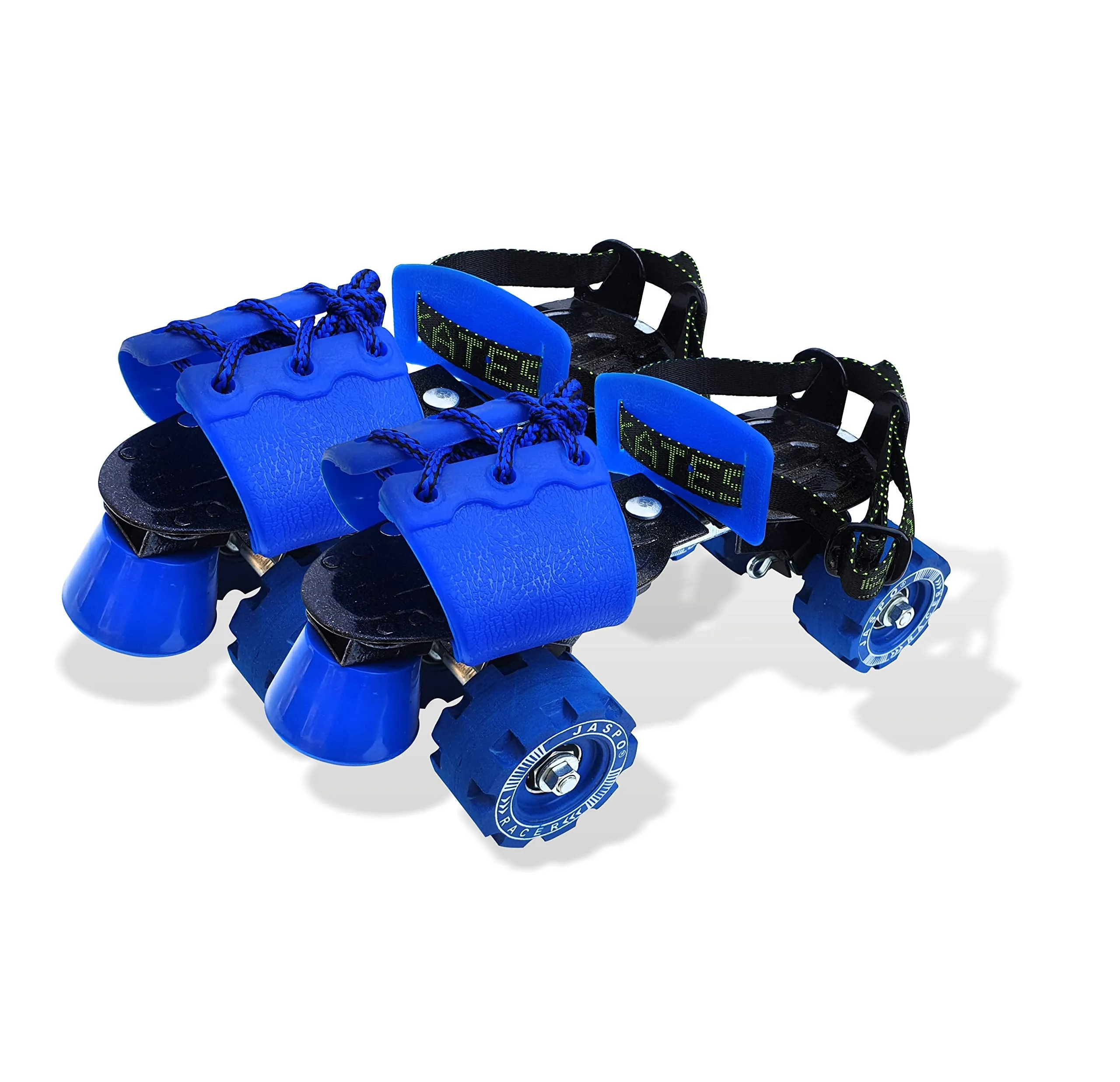 Jaspo Racer Senior Adjustable Quad Skates (Suitable for Age Group 6-14 Years, Blue, Unisex, Outdoor_Wheel)