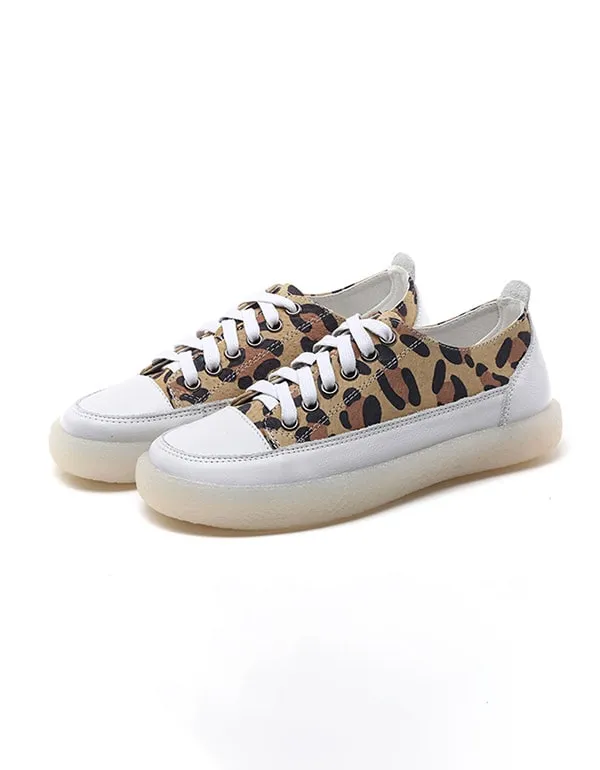 Leopard Print Canvas Flat Women's Casual Shoes