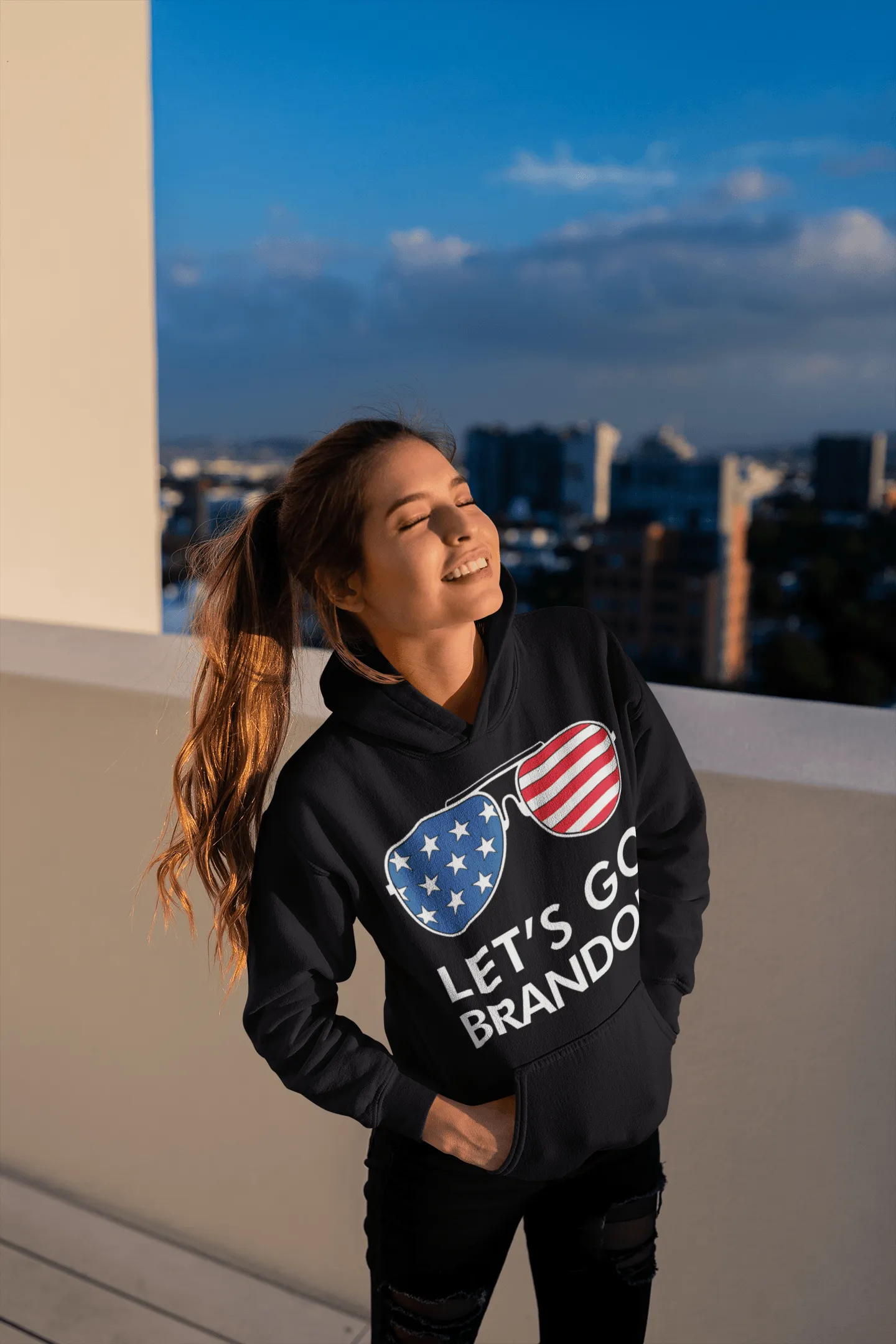 Let's Go Brandon Patriotic Sunglasses Top Koala Tee Unisex Hoodie