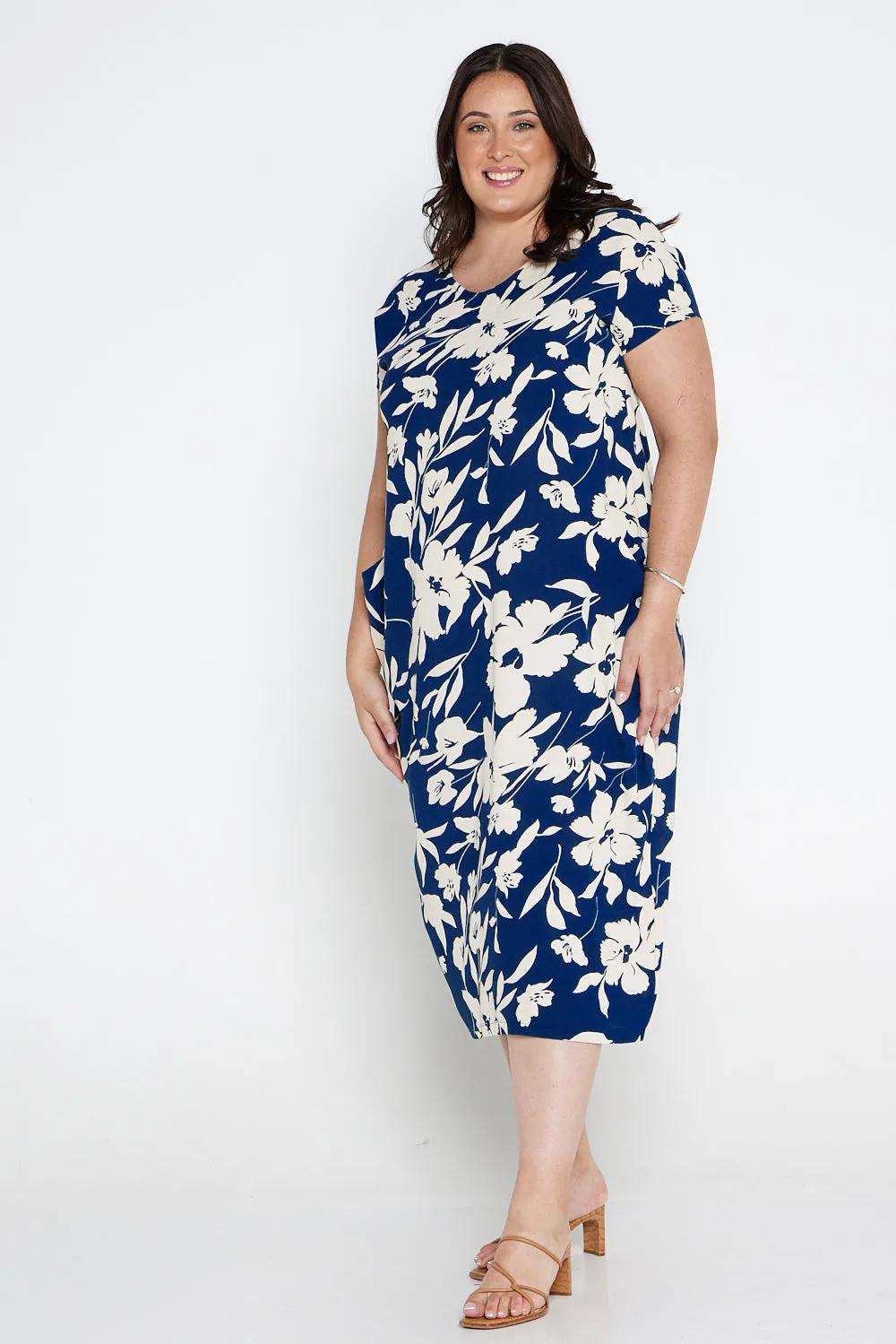 Liliana Dress - Navy/White Floral