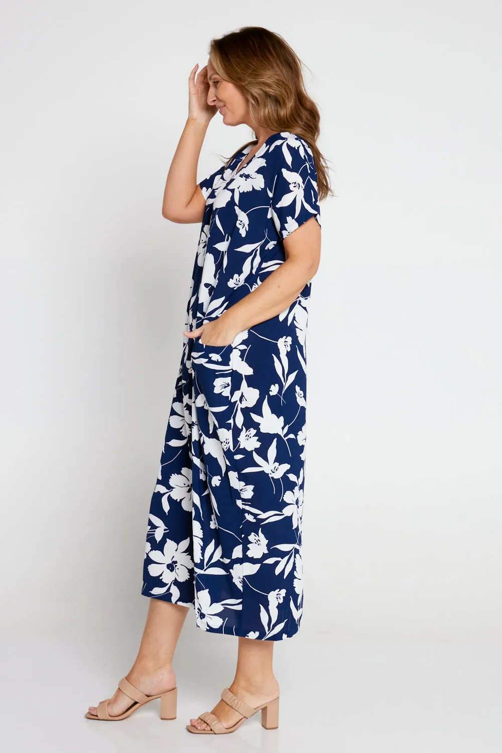 Liliana Dress - Navy/White Floral