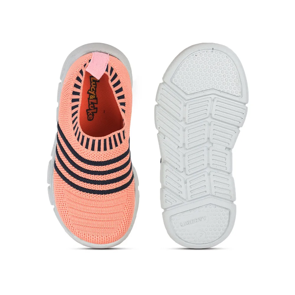 Lucy & Luke (Peach) Casual Slip on Shoes For Kids FLYNN-37 By Liberty