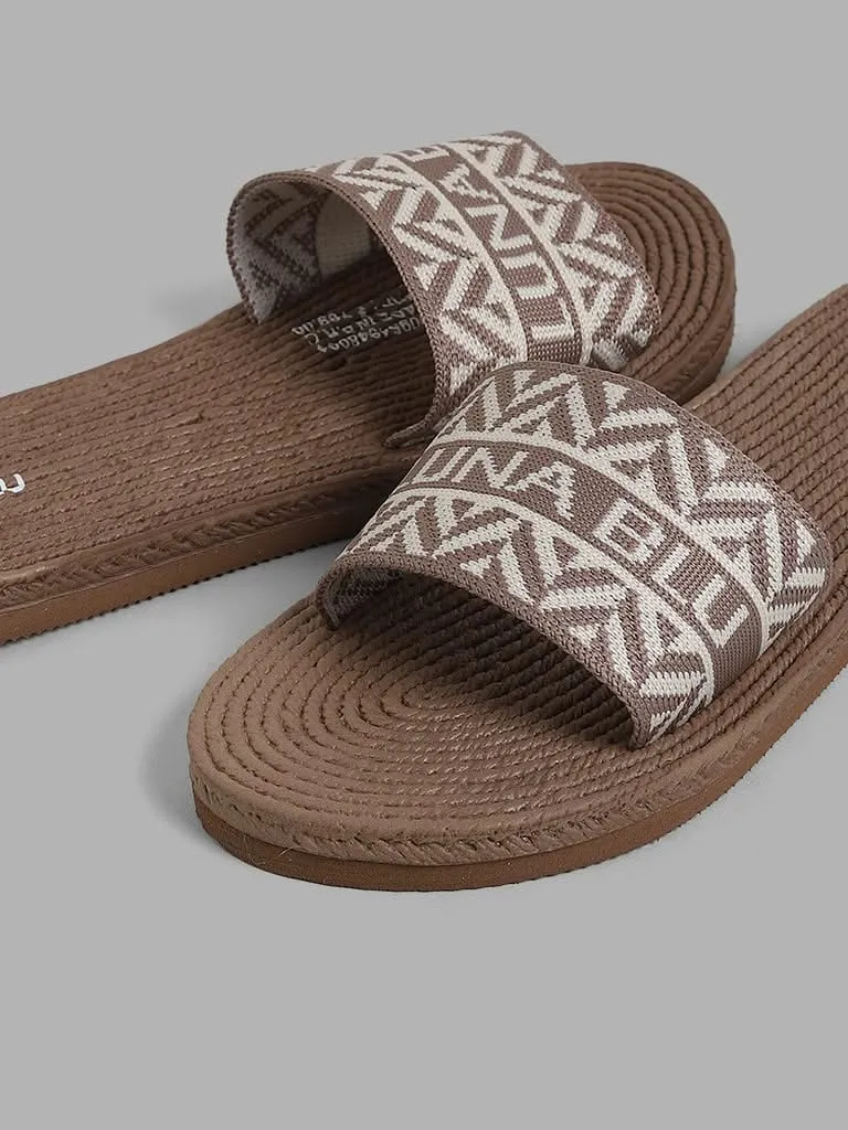 LUNA BLU Beige Knitted Slides