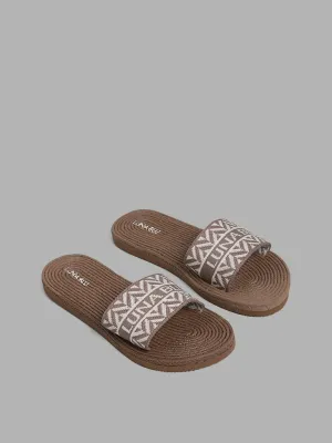 LUNA BLU Beige Knitted Slides