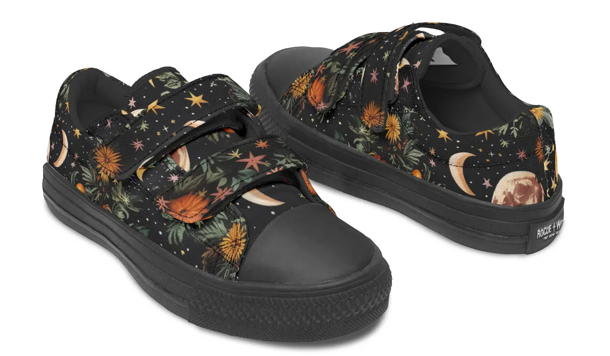 Lunar Meadow Kids Low Tops - Easy Strap Canvas Kids Shoes with Durable Rubber Soles