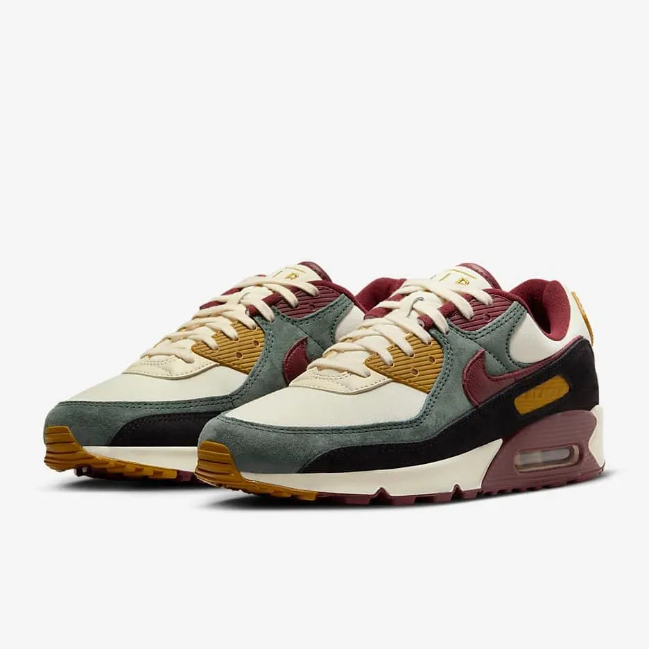 Nike Men's Air Max 90 Premium Shoes - Coconut Milk / Vintage Green / Black / Dark Team Red