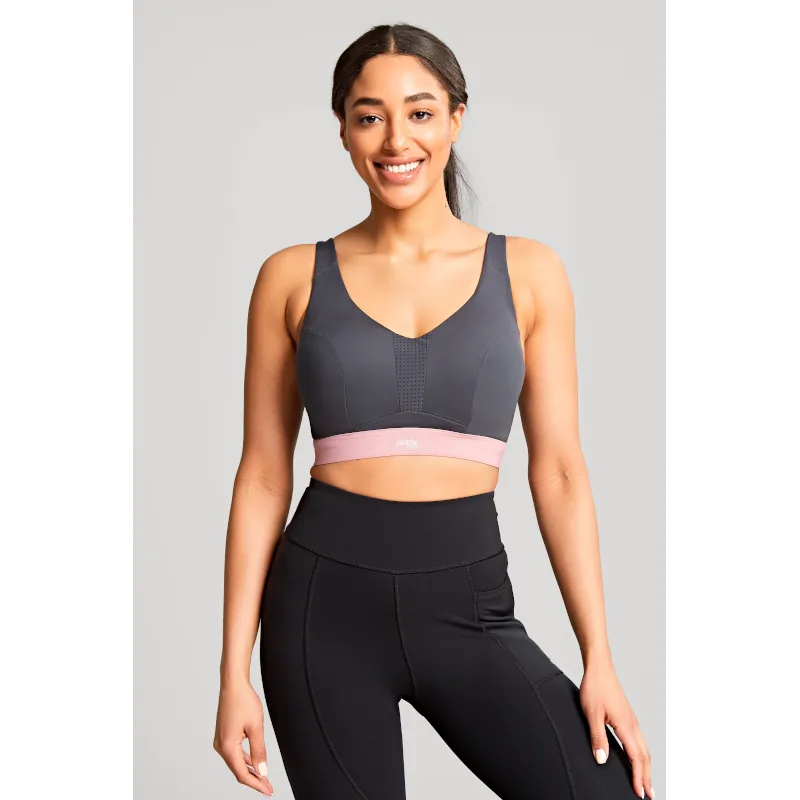 Non Padded Sports Bra Underwired Charcoal Grey - Panache