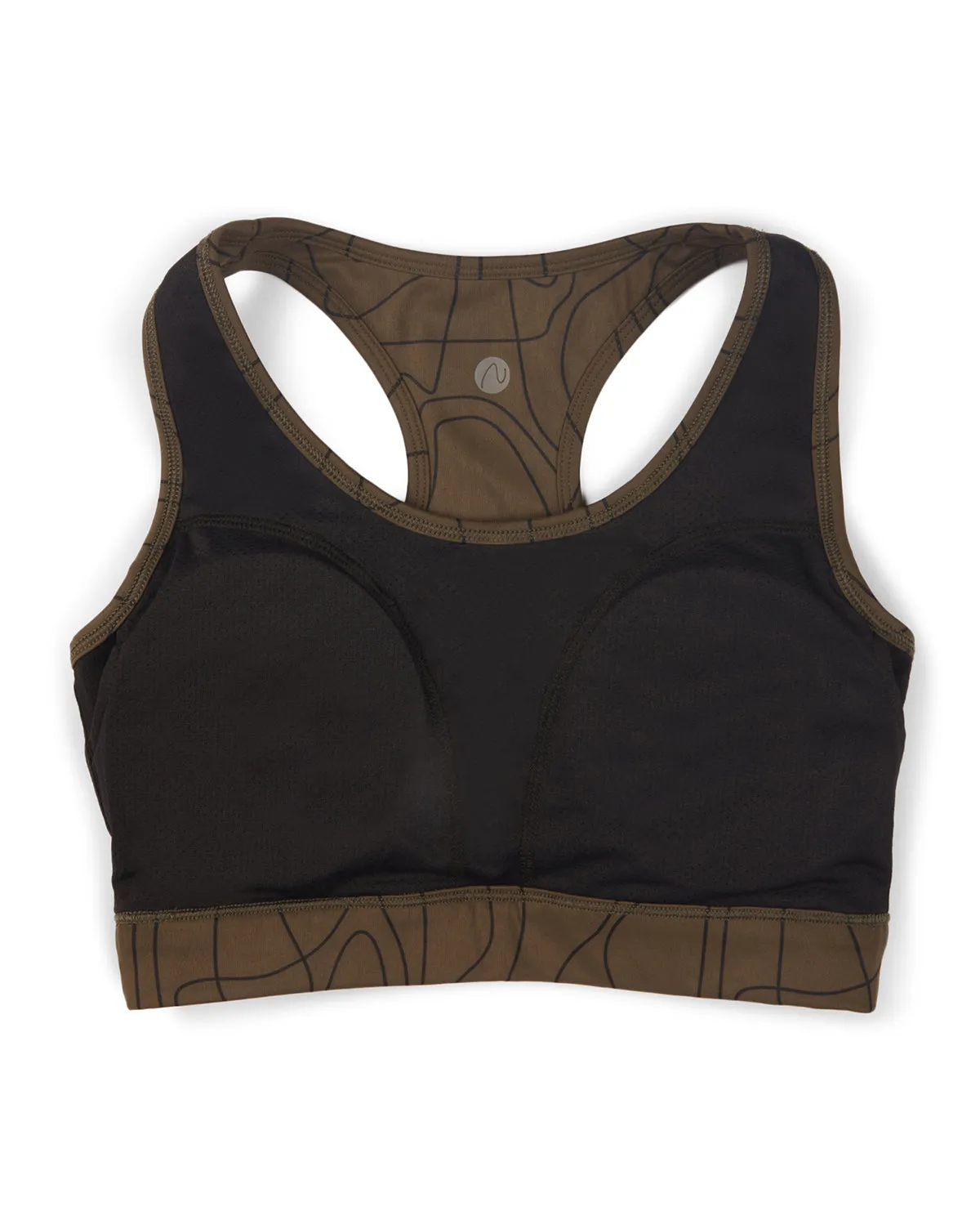 Nykd All Day On-Trend Sports Bra With Keyhole Back - NYK082 - Doodle Olive Print