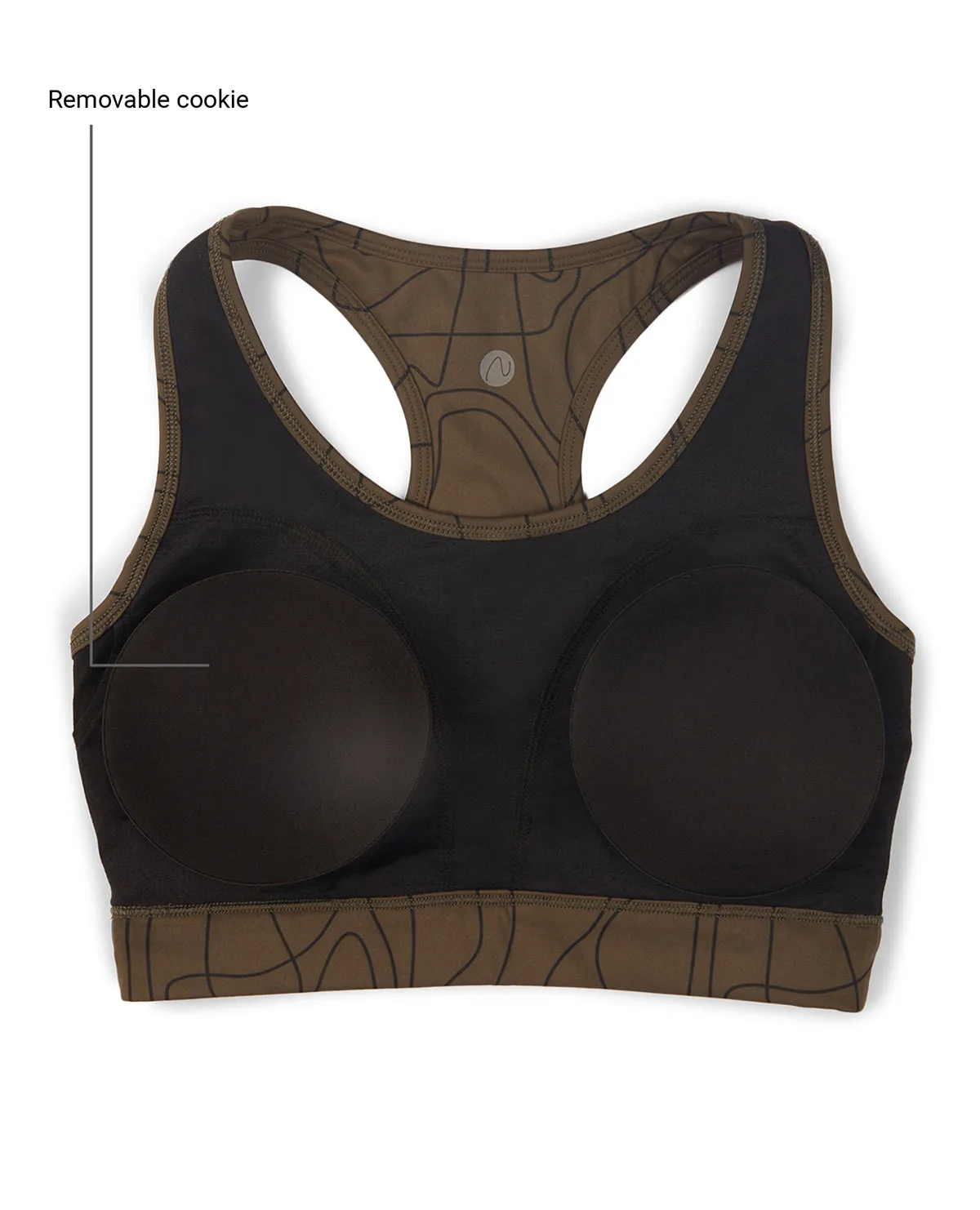 Nykd All Day On-Trend Sports Bra With Keyhole Back - NYK082 - Doodle Olive Print