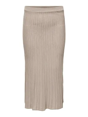 Only Carmakoma Tess Knit Midi Skirt in Beige