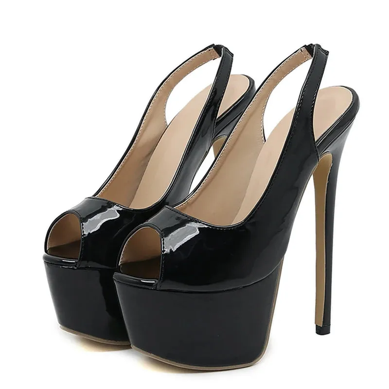 Open toe patent 16cm Women platform Shoes