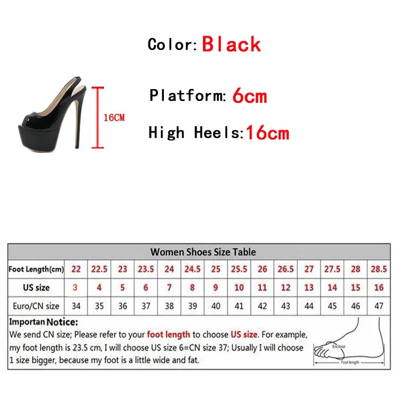 Open toe patent 16cm Women platform Shoes