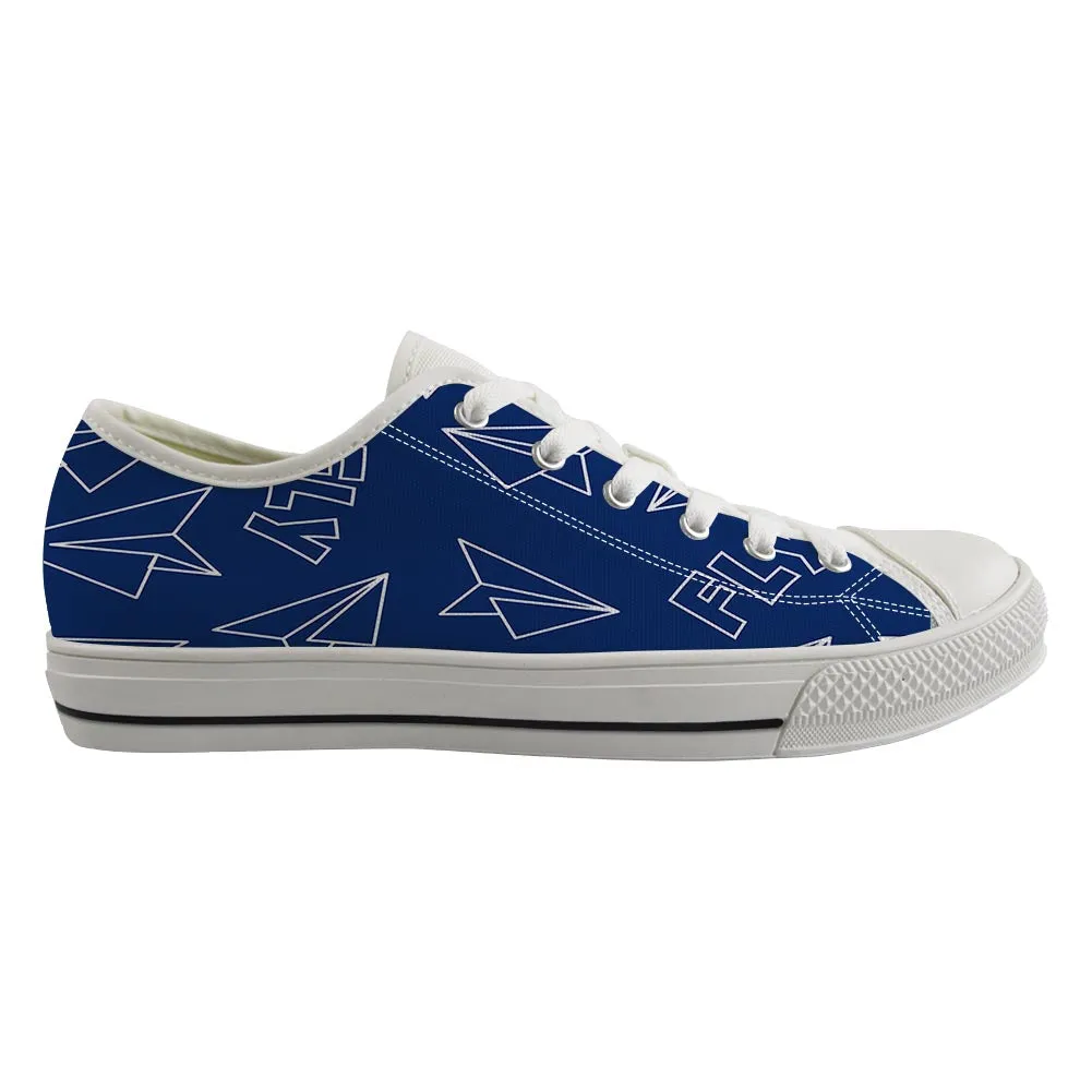 Paper Airplane & Fly (Blue) Designed Canvas Shoes (Men)