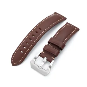 Pecan Brown Tapered Smooth Leather Watch Band, 22mm