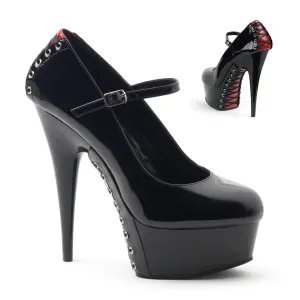 Pleaser Delight-687FH-Black-Red-Size 10-Clearance