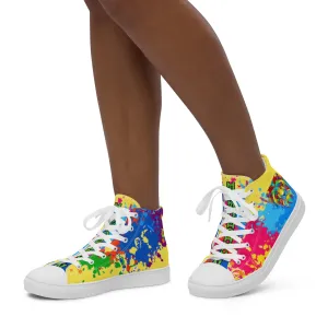 PORCHGIRLZ (YELLOW) PAINT SPLATTER Women’s high top canvas shoes