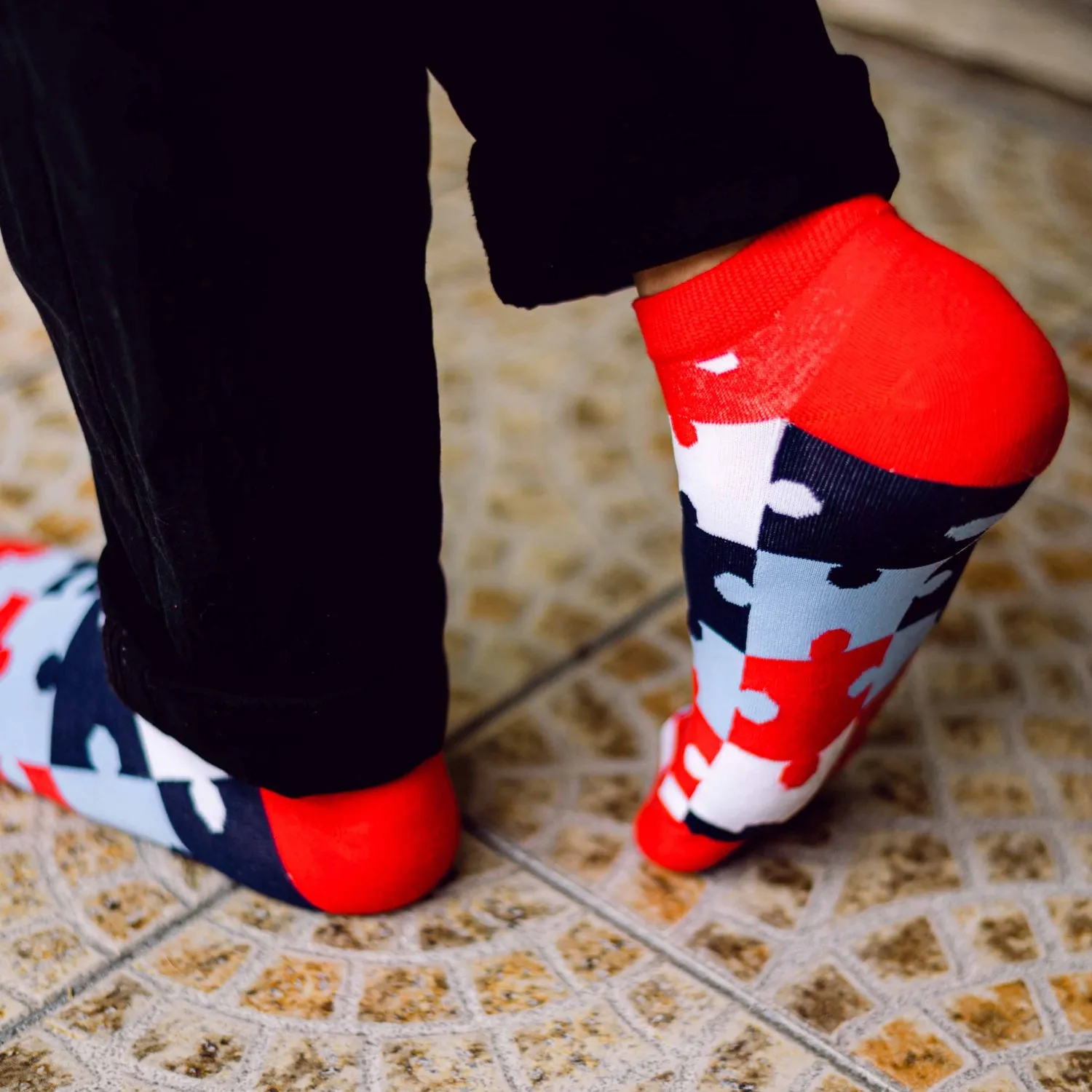 Puzzle Printed Ankle Socks