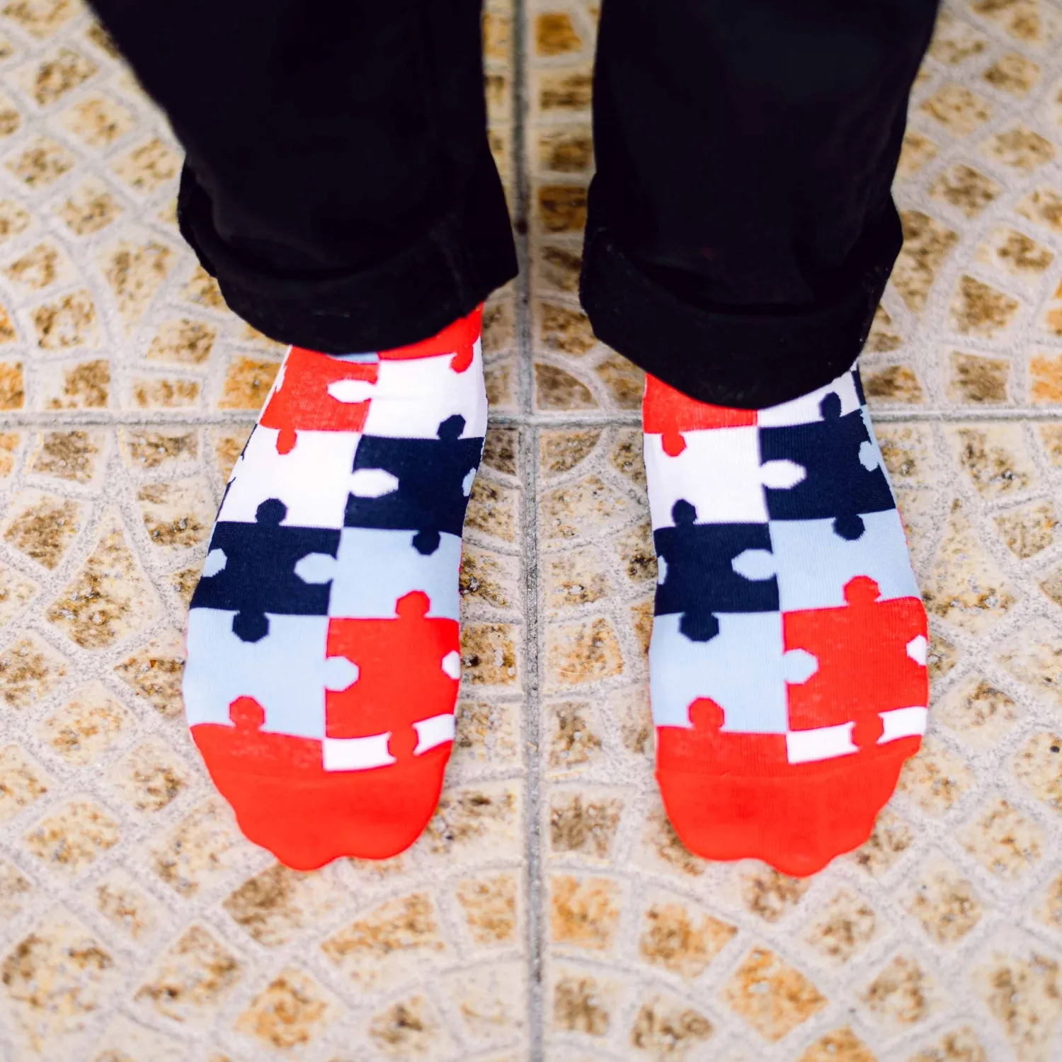 Puzzle Printed Ankle Socks