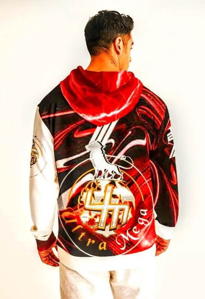 Red Marble 7 Mens Hoodies