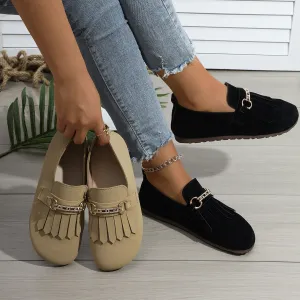 Retro Tassel Soft Sole Bean Shoes Spring Summer 2024 Big Size Casual Shoes