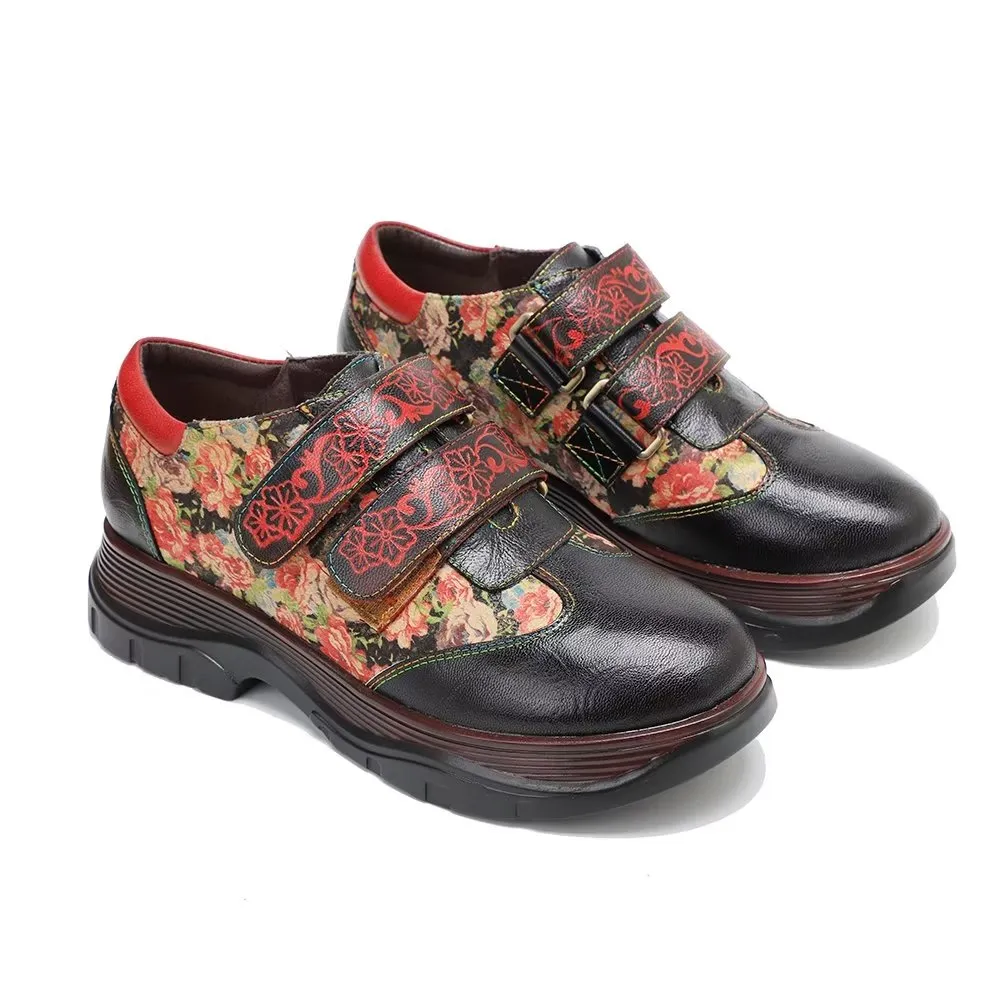 RetroLuxe Printed Comfort Heeled Casual Shoes