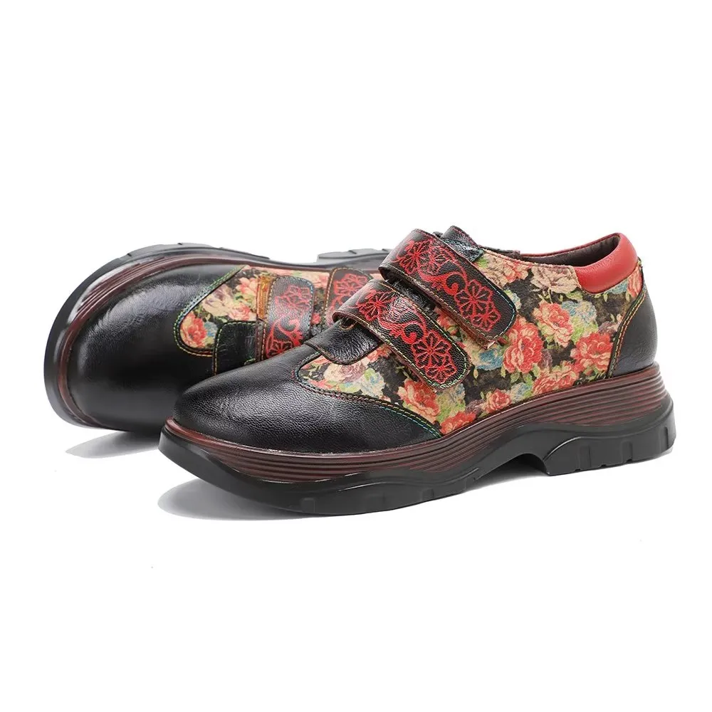 RetroLuxe Printed Comfort Heeled Casual Shoes