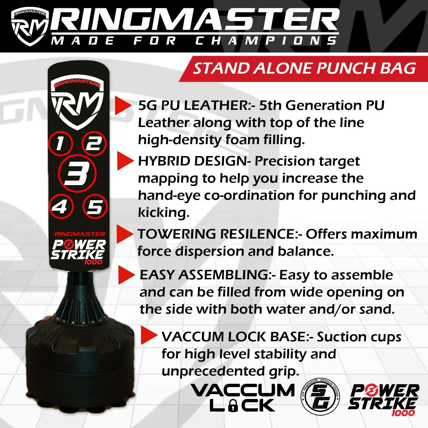 RingMaster Sports Free Standing Punch Bag Power Strike 1000