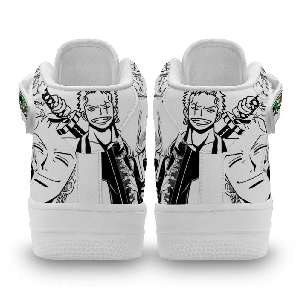 Roronoa Zoro Sneakers Air Mid OP Custom Anime Shoes Mix Manga