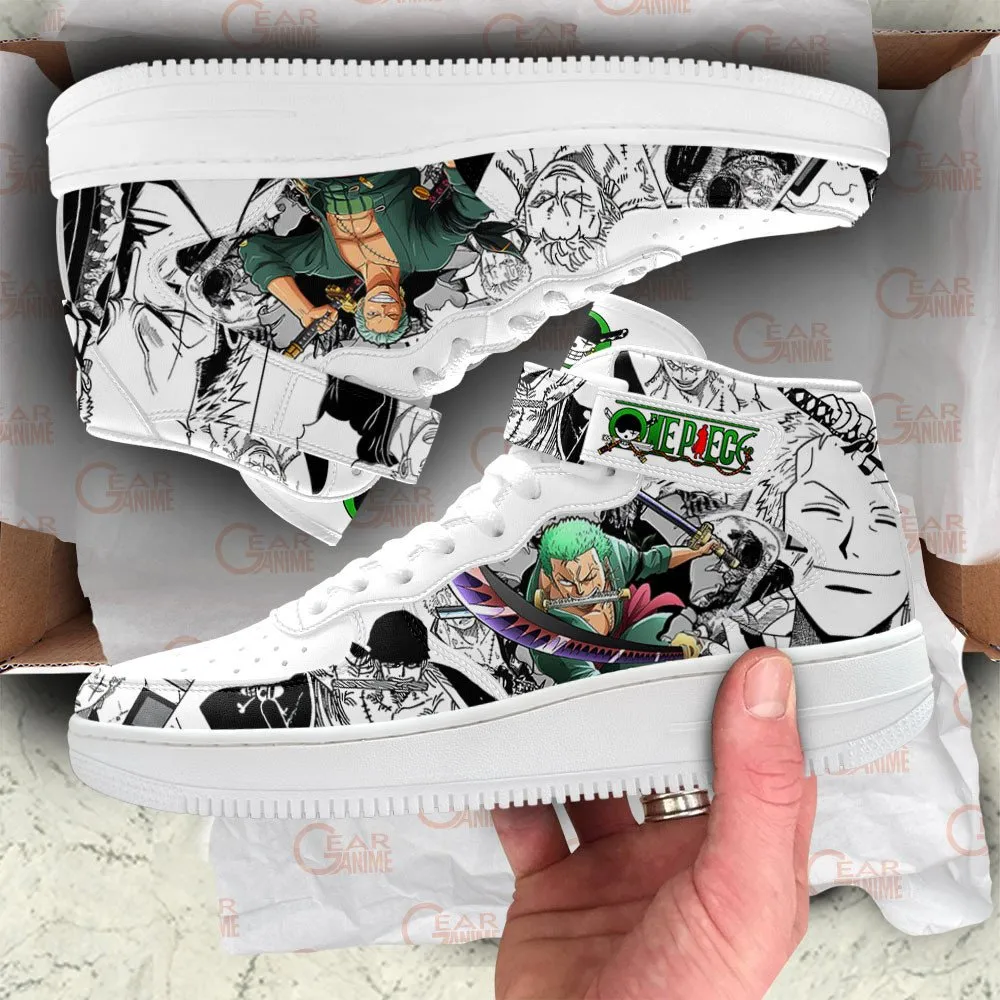 Roronoa Zoro Sneakers Air Mid OP Custom Anime Shoes Mix Manga