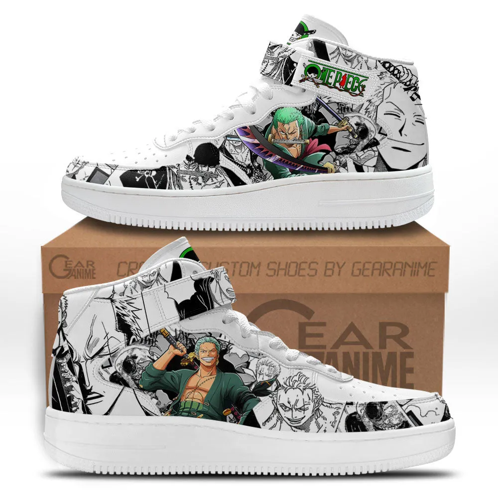 Roronoa Zoro Sneakers Air Mid OP Custom Anime Shoes Mix Manga