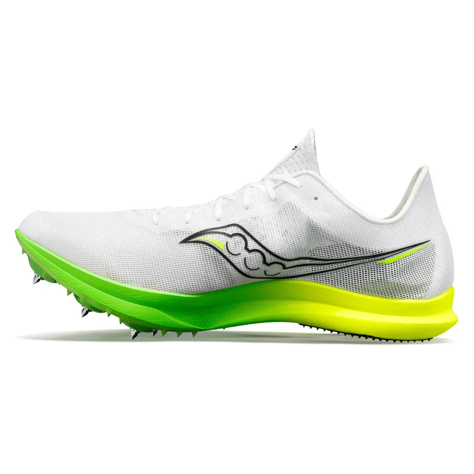 Saucony Women's Endorphin Cheetah Running Spikes in White/Slime