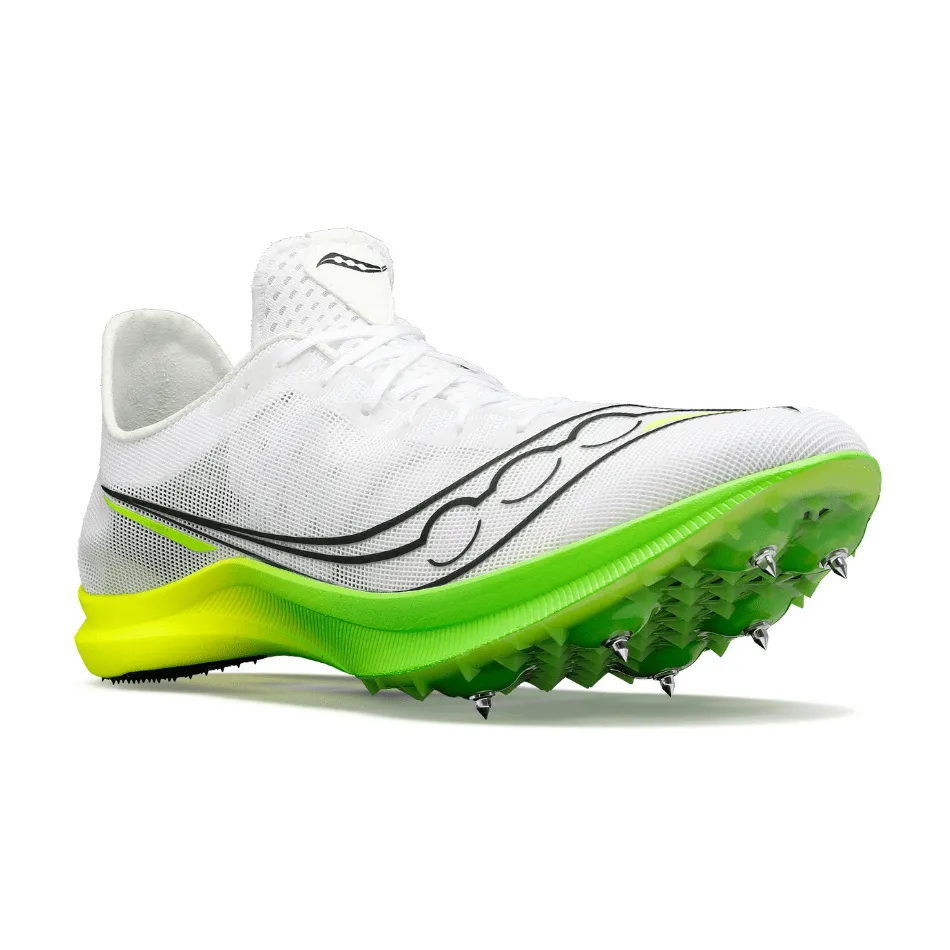 Saucony Women's Endorphin Cheetah Running Spikes in White/Slime