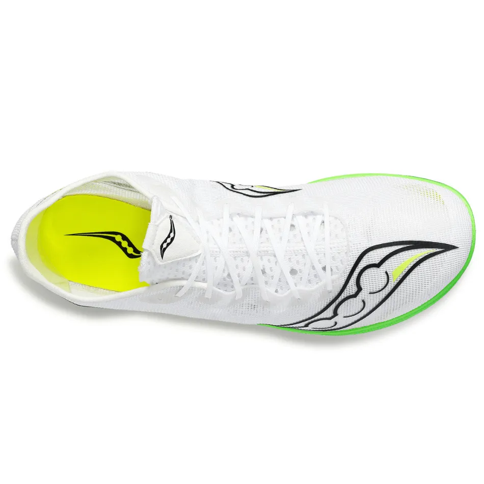 Saucony Women's Endorphin Cheetah Running Spikes in White/Slime