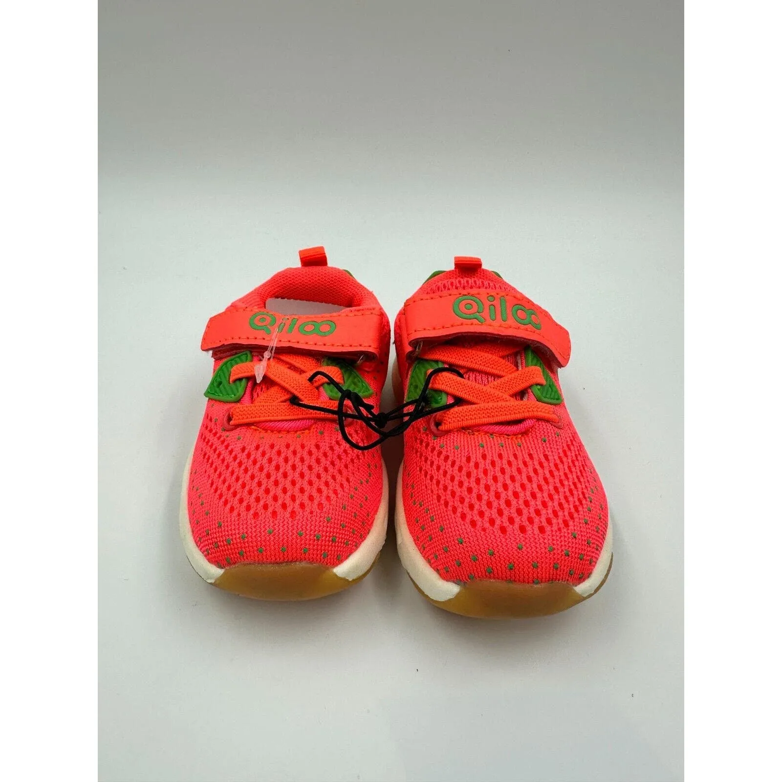 Small Kid Size 6, Orange with Green Accent Slip-ons with Straps