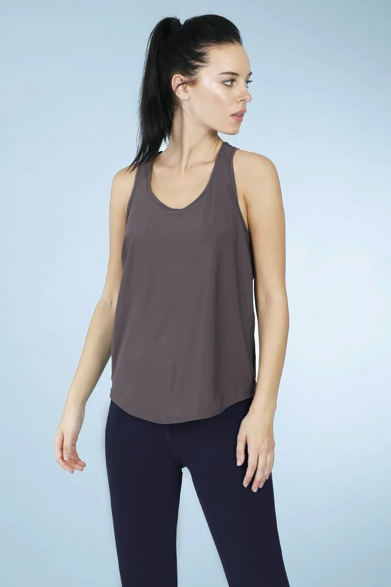 Smooth And Seamless Fitness Racerback Tank Top - Lava Stone