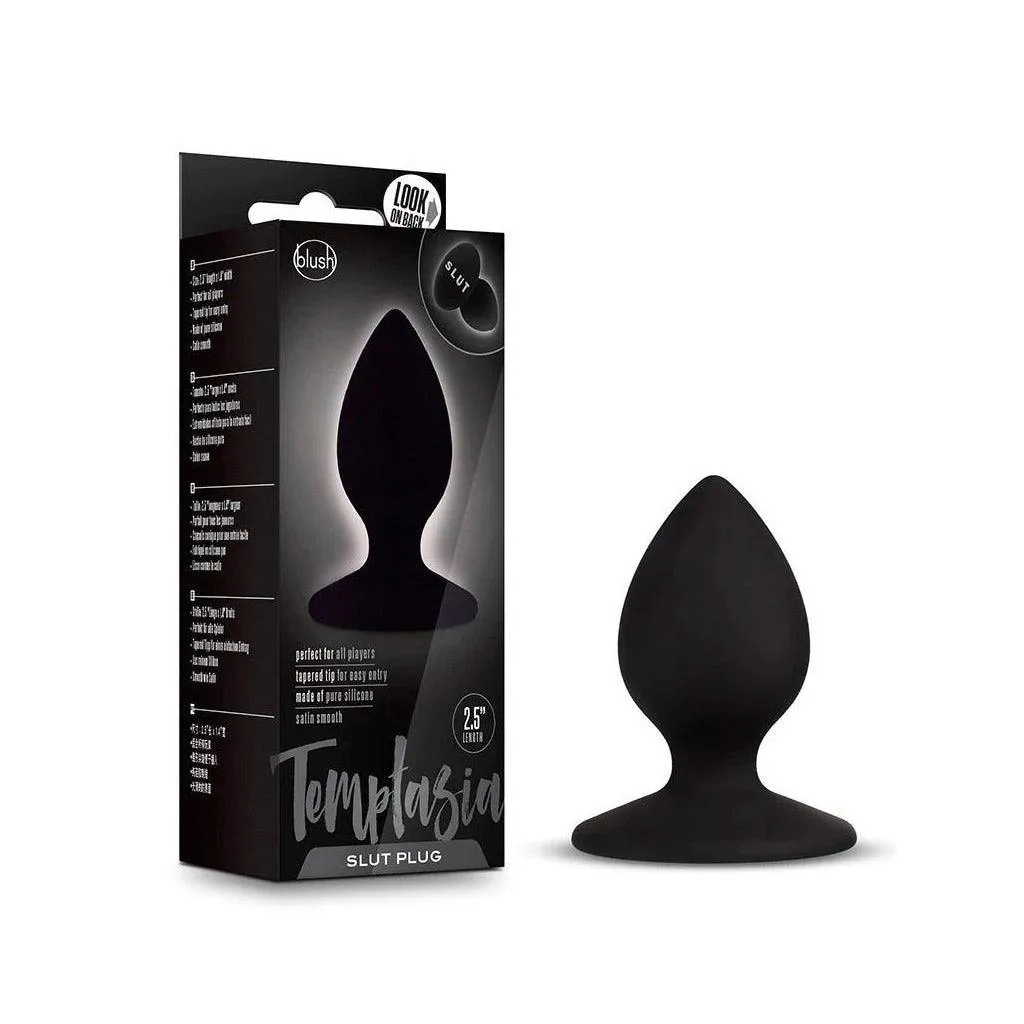 Temptasia Slut Silicone Butt Plug, Black