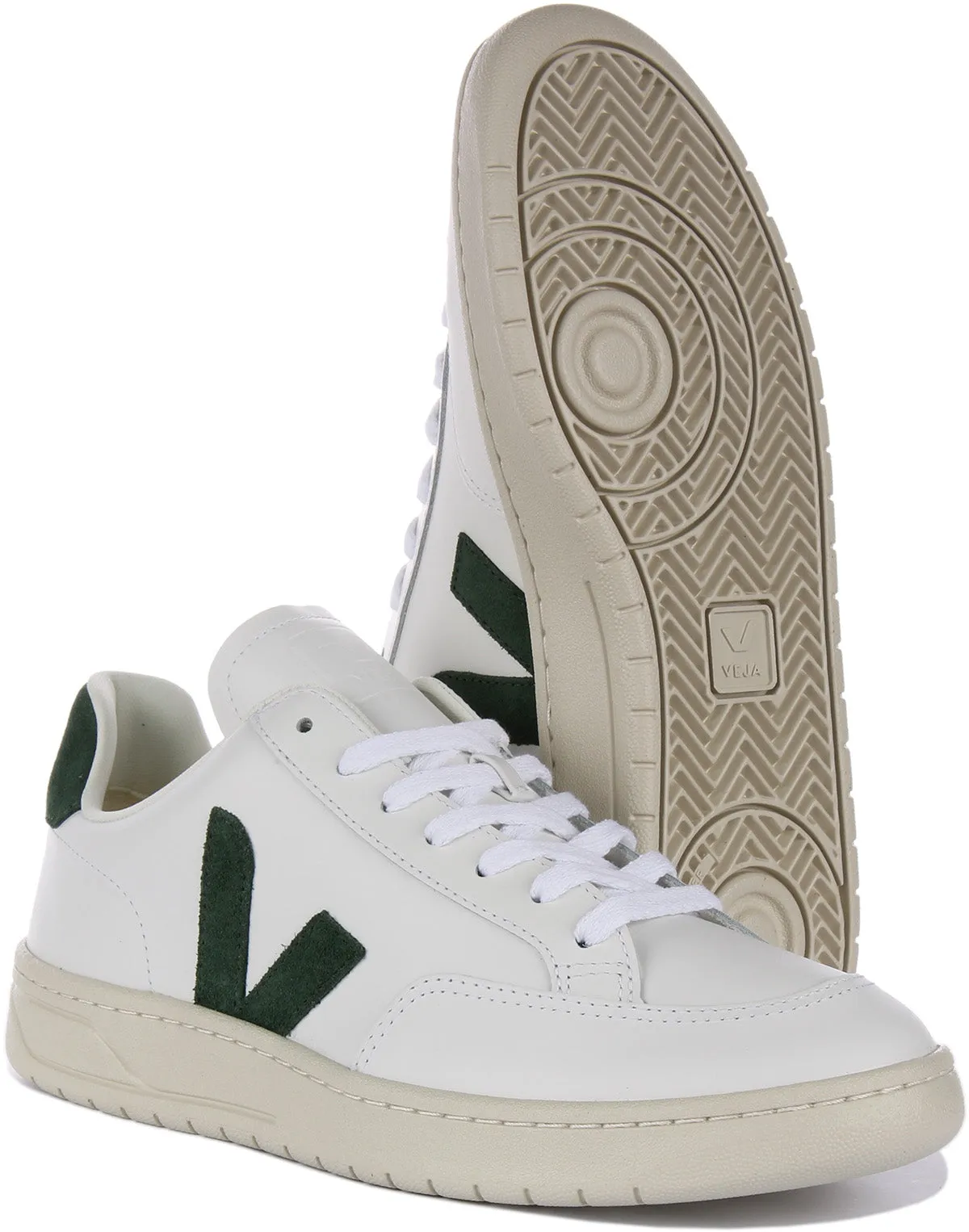 Veja V 12 Leather In White Green For Men