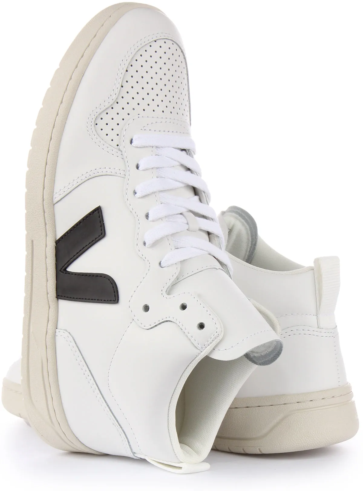 Veja V-15 Leather In White Black For Men