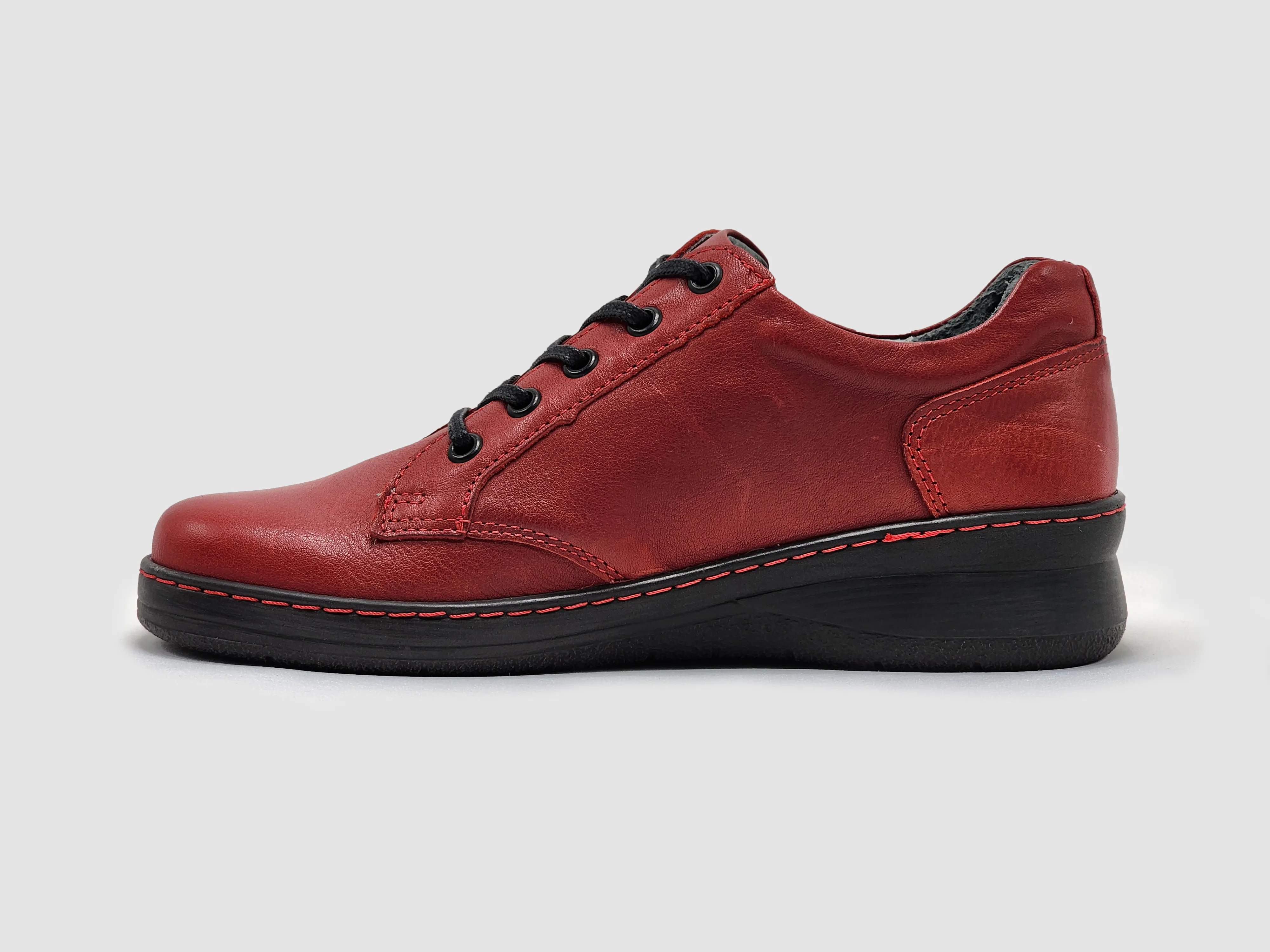 Women's Dr Wellness Zip-Up Leather Shoes - Red